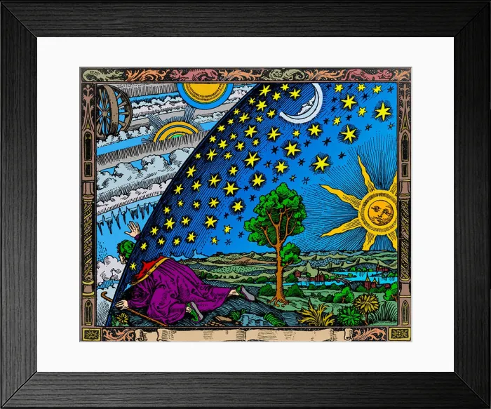 Framed Print : Flammarion Woodcut of the Discovery of the Heavenly Spheres Framed Print : Flammarion Woodcut of the Discovery of the Heavenly Spheres
