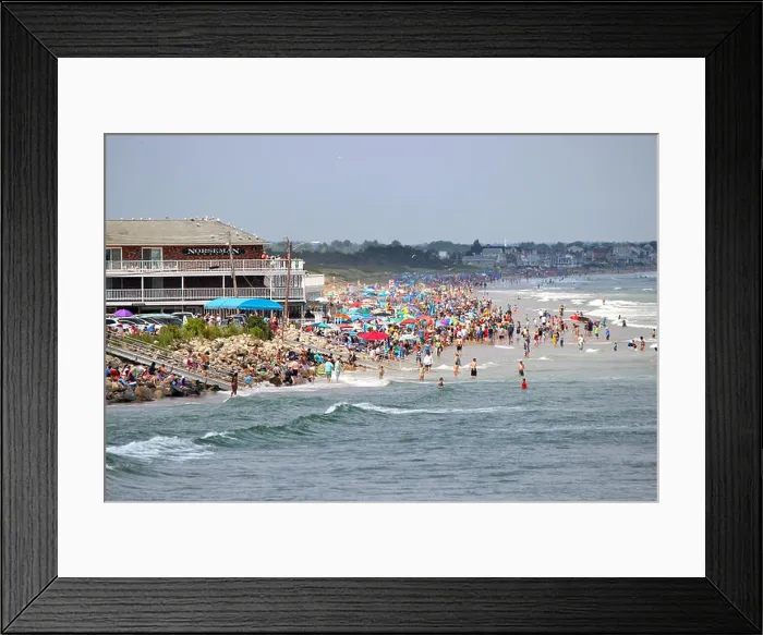 Framed Print : Crowds of people enjoy a summer day at Ogunquit Beach, Maine Framed Print : Crowds of people enjoy a summer day at Ogunquit Beach, Maine