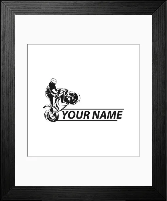 Framed Print : Awesome standing motor bike logo design.EPS 10 Framed Print : Awesome standing motor bike logo design.EPS 10