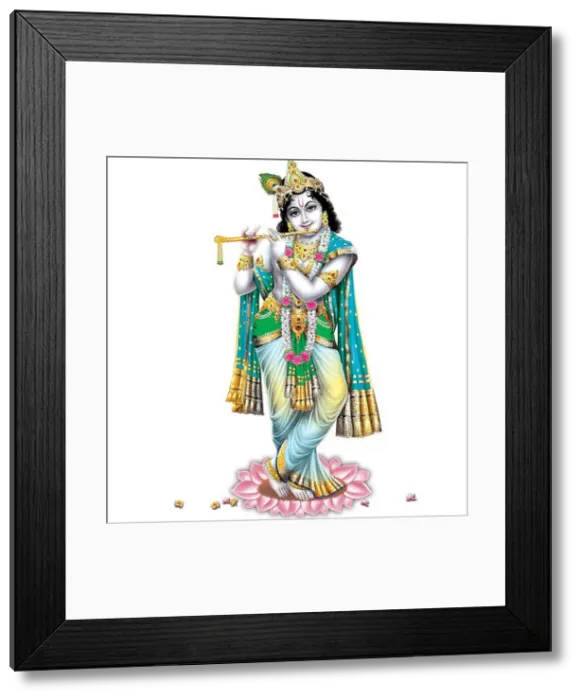Framed Print : Indian God Lord Krishna with his flute making magical tunes Framed Print : Indian God Lord Krishna with his flute making magical tunes