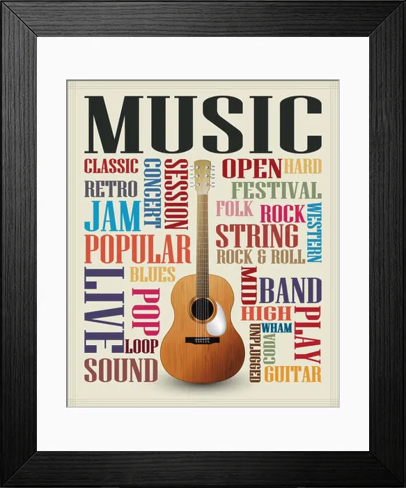 Framed Print : Conceptual guitar poster Framed Print : Conceptual guitar poster