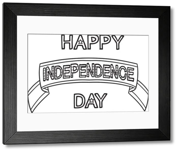 Framed Print : Happy Independence Day Isolated Coloring Page Framed Print : Happy Independence Day Isolated Coloring Page