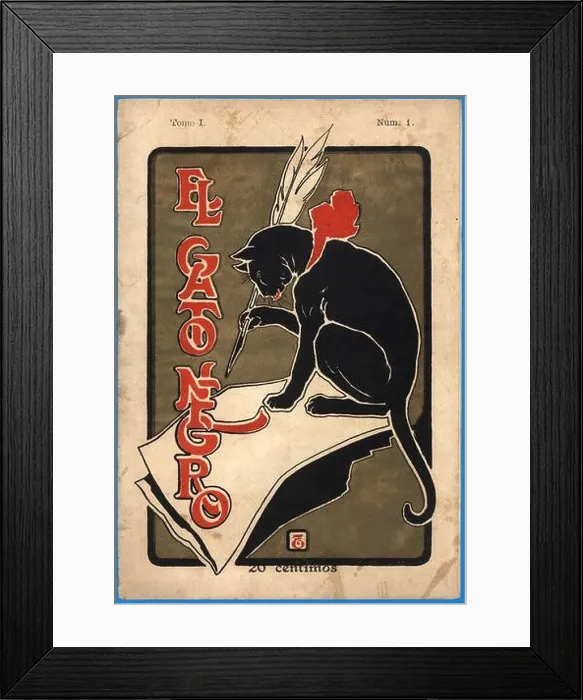 Framed Print : Portada del semanario El Gato Negro, número uno, editada en Barcelona, enero de 1898 Framed Print : Portada del semanario El Gato Negro, número uno, editada en Barcelona, enero de 1898