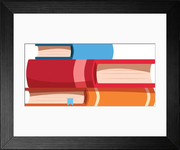 Framed Print : Stack of three colorful books is forming a staircase of knowledge Framed Print : Stack of three colorful books is forming a staircase of knowledge