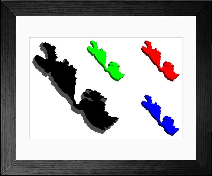 Framed Print : 3D map of Ithaca (island of Greece, Ithaki or Ithaka) - black, red, blue and green - vector illustration Framed Print : 3D map of Ithaca (island of Greece, Ithaki or Ithaka) - black, red, blue and green - vector illustration