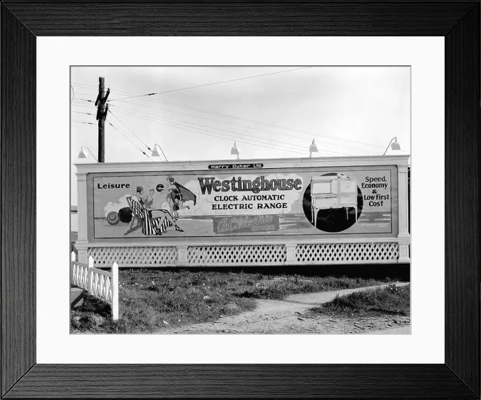 Framed Print : 330 Westinghouse billboard Vancouver circa 1926 Framed Print : 330 Westinghouse billboard Vancouver circa 1926