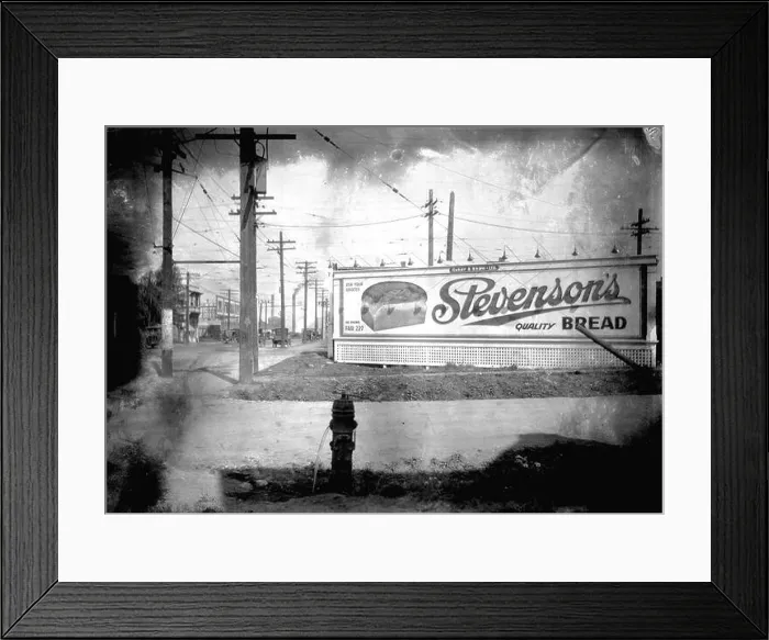 Framed Print : Billboard advertising Stevenson's Bread Vancouver circa 1926 Framed Print : Billboard advertising Stevenson's Bread Vancouver circa 1926