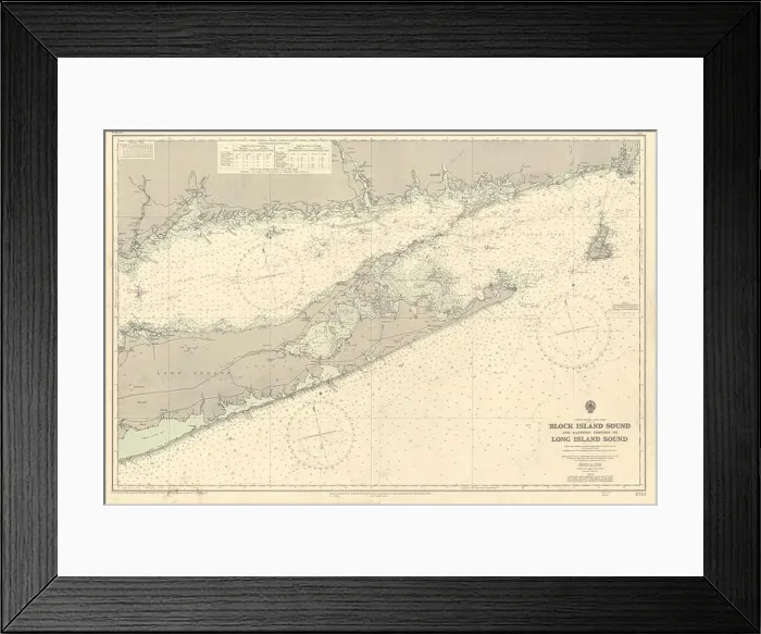 Framed Print : Long Island Block Island Sound Connecticut coast ADMIRALTY chart 1951 (1955) map Framed Print : Long Island Block Island Sound Connecticut coast ADMIRALTY chart 1951 (1955) map