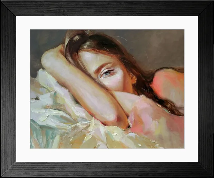 Framed Print : Oil painting on canvas, woman portrait Framed Print : Oil painting on canvas, woman portrait