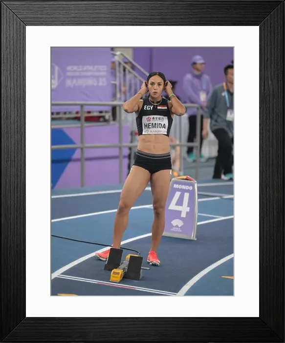 Framed Print : Bassant Hemida of Egypt competing in the 400m heats at the World Athletics Indoor Championships Framed Print : Bassant Hemida of Egypt competing in the 400m heats at the World Athletics Indoor Championships