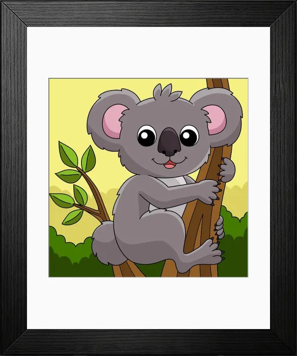 Framed Print : Koala Animal Colored Cartoon Illustration Framed Print : Koala Animal Colored Cartoon Illustration