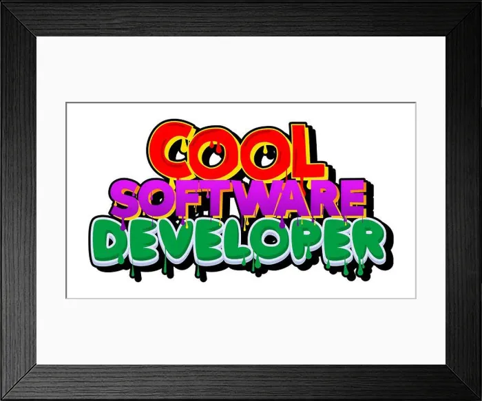 Framed Print : Cool Software Developer. Graffiti tag. Abstract modern street art decoration performed in urban painting style Framed Print : Cool Software Developer. Graffiti tag. Abstract modern street art decoration performed in urban painting style