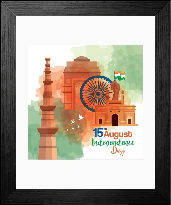 Framed Print : indian happy independence day, celebration 15 august, with monuments traditional and decoration Framed Print : indian happy independence day, celebration 15 august, with monuments traditional and decoration