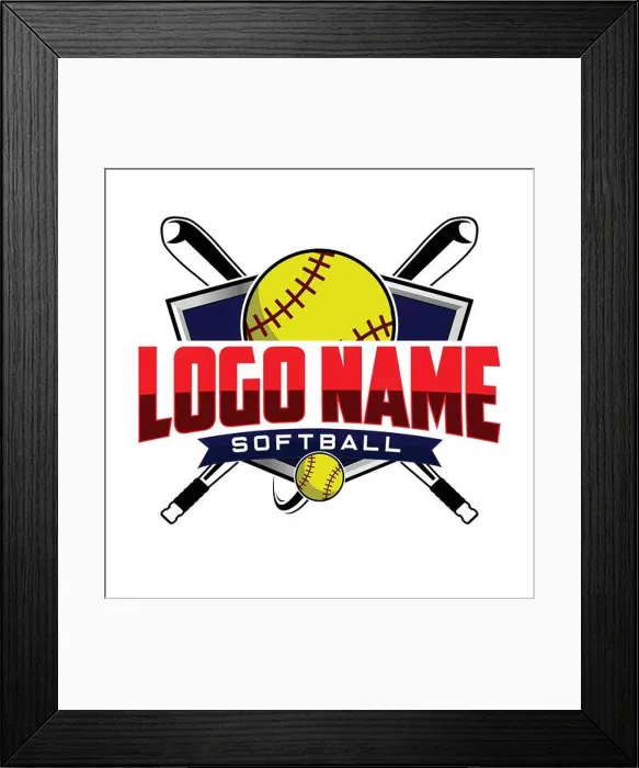 Framed Print : Softball Club or Community Logo Badge Framed Print : Softball Club or Community Logo Badge