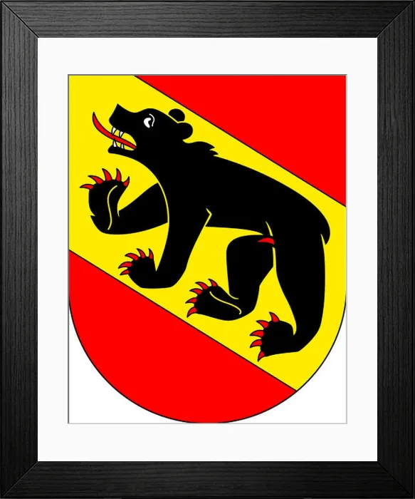 Framed Print : Coat of arms of the capital city and the canton Berne in Switzerland Framed Print : Coat of arms of the capital city and the canton Berne in Switzerland