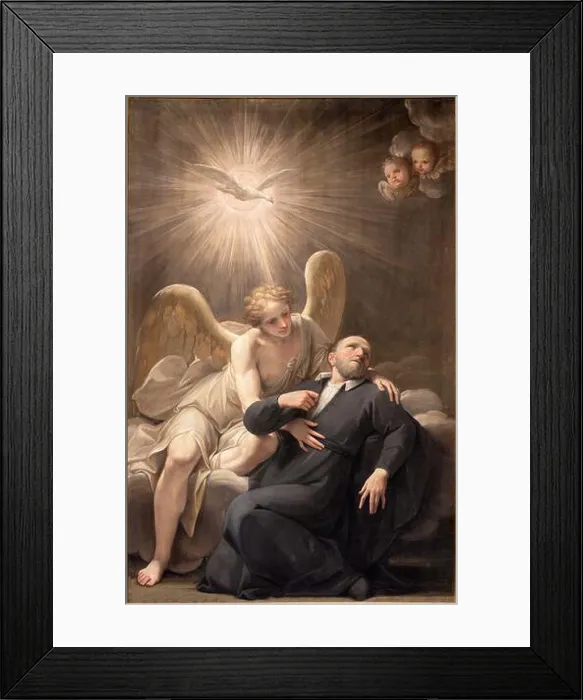 Framed Print : GENOVA, ITALY - MARCH 8, 2023: The painting Angel heals St. Philip Neri in the church Chiesa di San Filippo Neri Framed Print : GENOVA, ITALY - MARCH 8, 2023: The painting Angel heals St. Philip Neri in the church Chiesa di San Filippo Neri