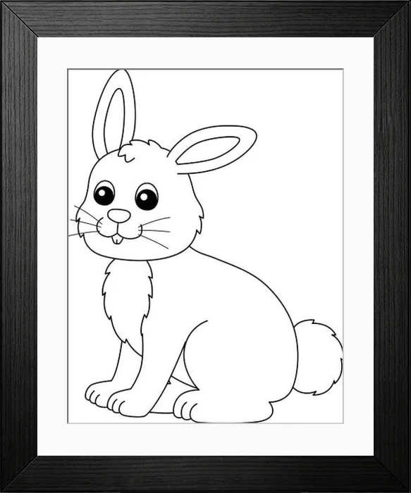 Framed Print : Rabbit Coloring Page Isolated for Kids Framed Print : Rabbit Coloring Page Isolated for Kids