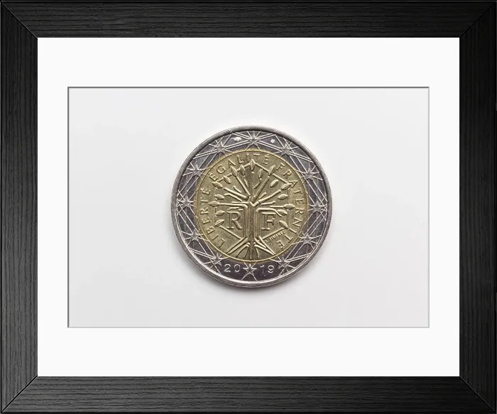 Framed Print : Official coin of two euros of the European Economic Community Framed Print : Official coin of two euros of the European Economic Community