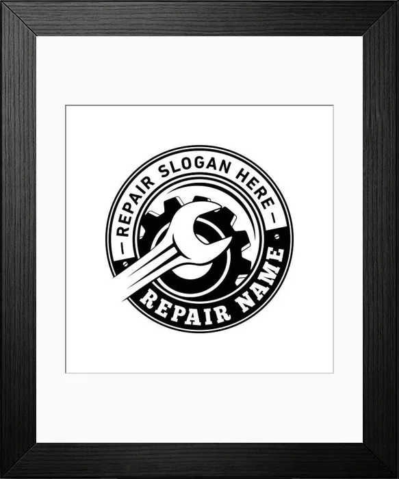 Framed Print : Repair logo design. Wrench and gear, repair, fix machine, maintenance logo design. Vector and illustration Framed Print : Repair logo design. Wrench and gear, repair, fix machine, maintenance logo design. Vector and illustration