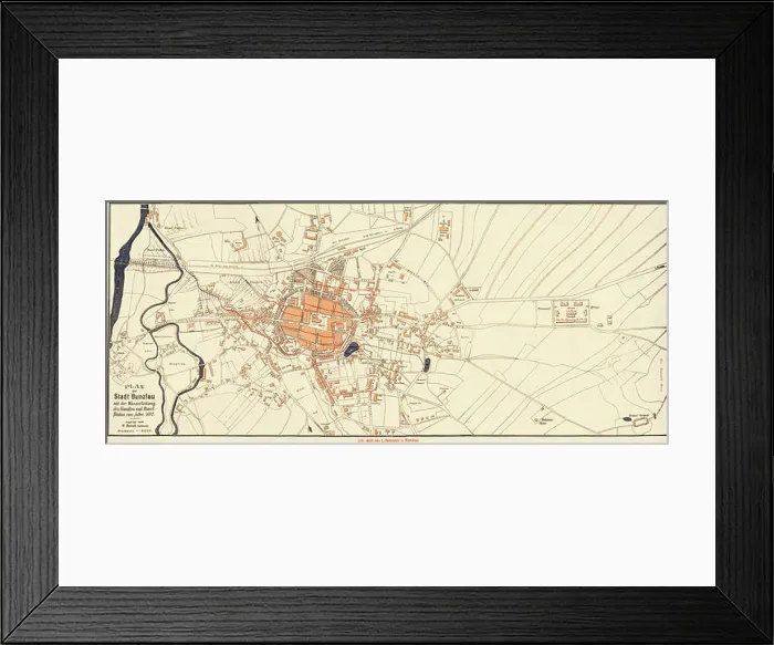 Framed Print : Map of the city of Bunzlau.. 1882. Stadtbaurat W. Doerich Bunzlau 1882 (retuschiert) Framed Print : Map of the city of Bunzlau.. 1882. Stadtbaurat W. Doerich Bunzlau 1882 (retuschiert)