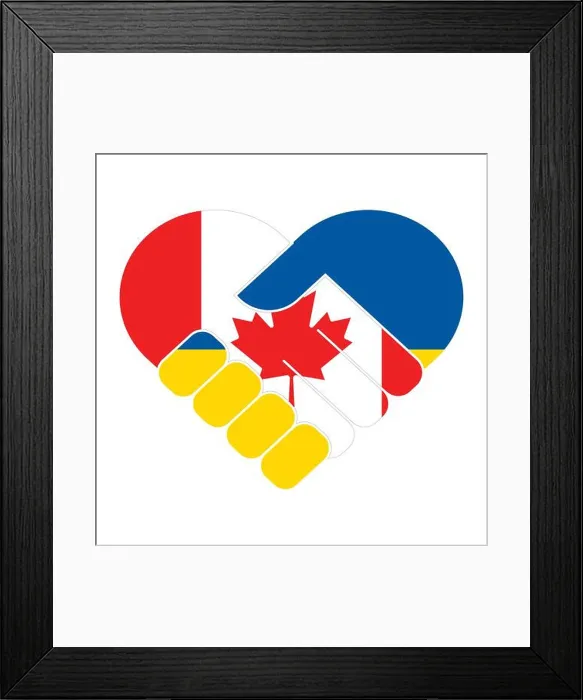 Framed Print : Handshake symbol in the colors of the national flags of Canada and Ukraine Framed Print : Handshake symbol in the colors of the national flags of Canada and Ukraine