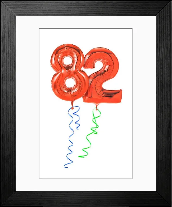 Framed Print : red balloons with gift ribbon - number 82 Framed Print : red balloons with gift ribbon - number 82