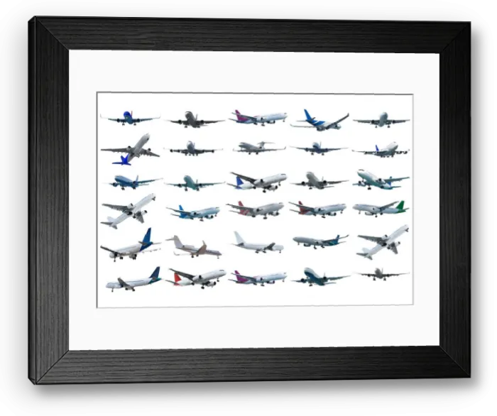 Framed Print : Real jet planes set. Isolated on white background Framed Print : Real jet planes set. Isolated on white background