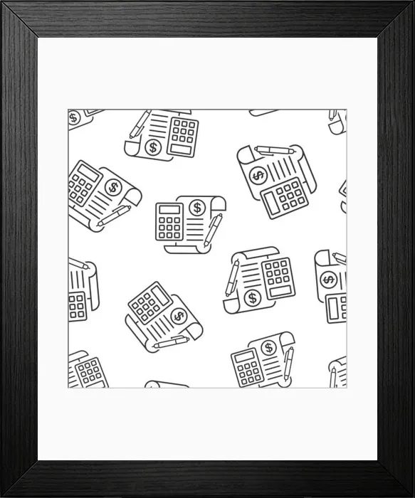 Framed Print : Money calculation icon seamless pattern background Framed Print : Money calculation icon seamless pattern background