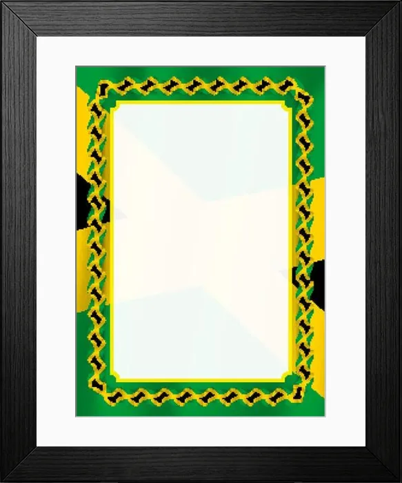 Framed Print : Frame and border of ribbon with Jamaica flag, template elements for your certificate and diploma. Vector Framed Print : Frame and border of ribbon with Jamaica flag, template elements for your certificate and diploma. Vector