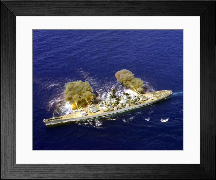 Framed Print : An aerial view of the battleship USS IOWA (BB-61) Framed Print : An aerial view of the battleship USS IOWA (BB-61)
