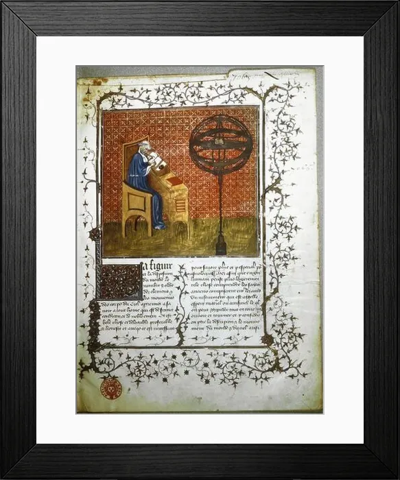 Framed Print : Book of the sky and the world: the astronomer at his desk Framed Print : Book of the sky and the world: the astronomer at his desk