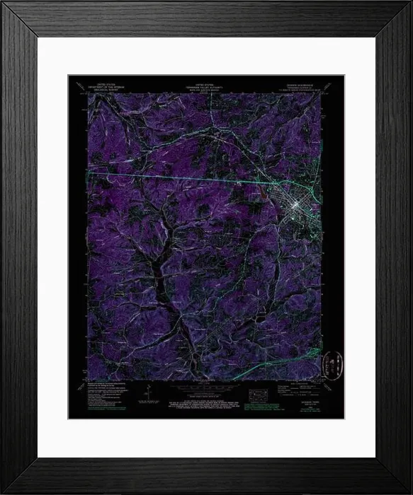 Framed Print : USGS TOPO Map Tennessee TN Dickson 143871 1953 24000 Inverted Restoration Framed Print : USGS TOPO Map Tennessee TN Dickson 143871 1953 24000 Inverted Restoration