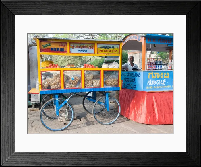 Framed Print : A Pani Puri street stall In Mysore India Framed Print : A Pani Puri street stall In Mysore India