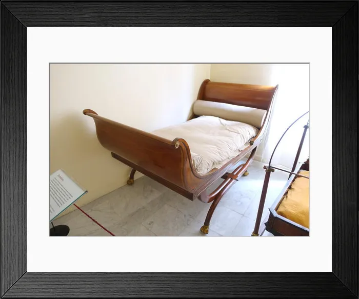 Framed Print : Sleigh bed, Spain, c. 1820 AD, mahogany, pine, bronze Museo Nacional de Artes Decorativas Madrid, Spain DSC08460 Framed Print : Sleigh bed, Spain, c. 1820 AD, mahogany, pine, bronze Museo Nacional de Artes Decorativas Madrid, Spain DSC08460