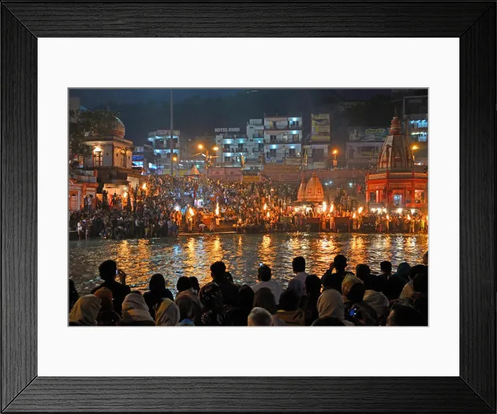 Framed Print : Ganga Aarti or offering to holy Ganga river at evening, Har-ki-Paudi, Haridwar, Uttarakhand, India Framed Print : Ganga Aarti or offering to holy Ganga river at evening, Har-ki-Paudi, Haridwar, Uttarakhand, India
