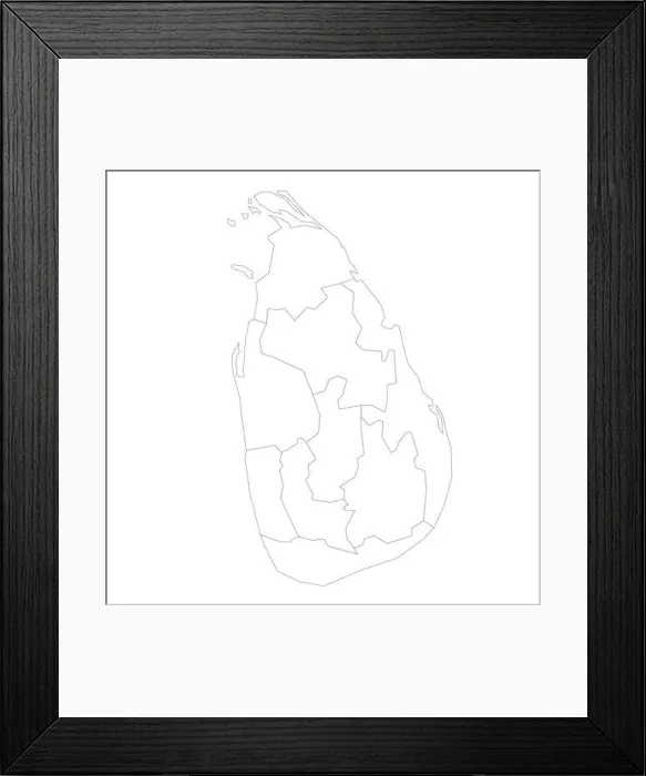 Framed Print : Sri Lanka political map of administrative divisions - provinces. Blank outline map. Solid thin black line borders Framed Print : Sri Lanka political map of administrative divisions - provinces. Blank outline map. Solid thin black line borders