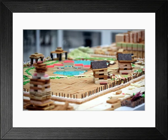 Framed Print : Miniature buildings made of biscuits Framed Print : Miniature buildings made of biscuits