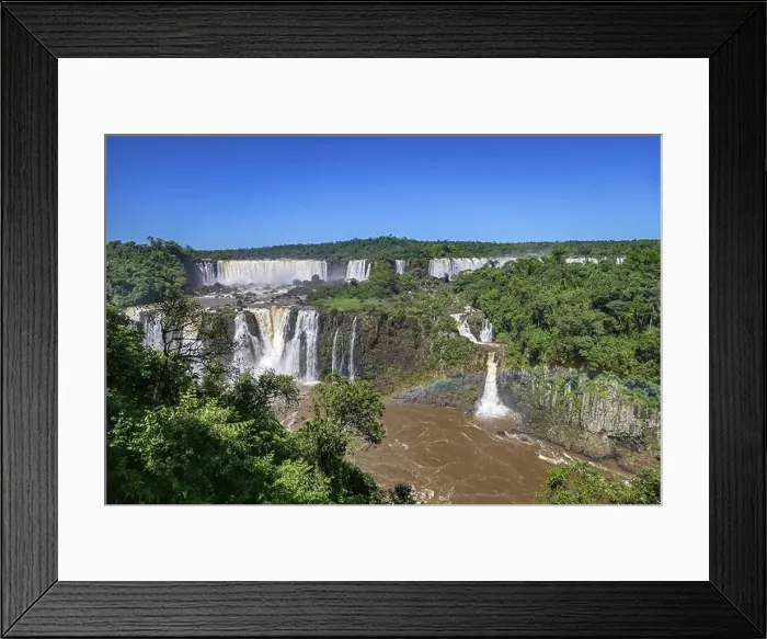 Framed Print : View of spectacular Iguazu Falls with San Martin Island Framed Print : View of spectacular Iguazu Falls with San Martin Island