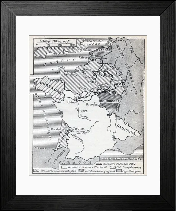 Framed Print : Carte de la France en 1428 Framed Print : Carte de la France en 1428