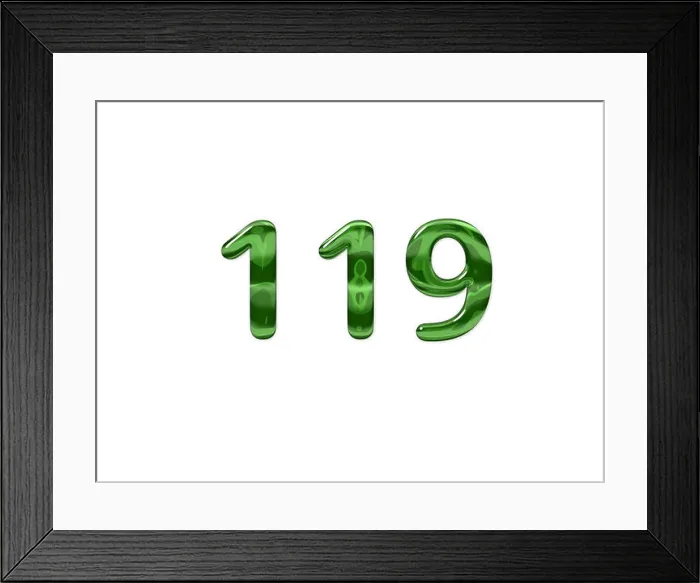 Framed Print : Green Number 119 isolated white background Framed Print : Green Number 119 isolated white background