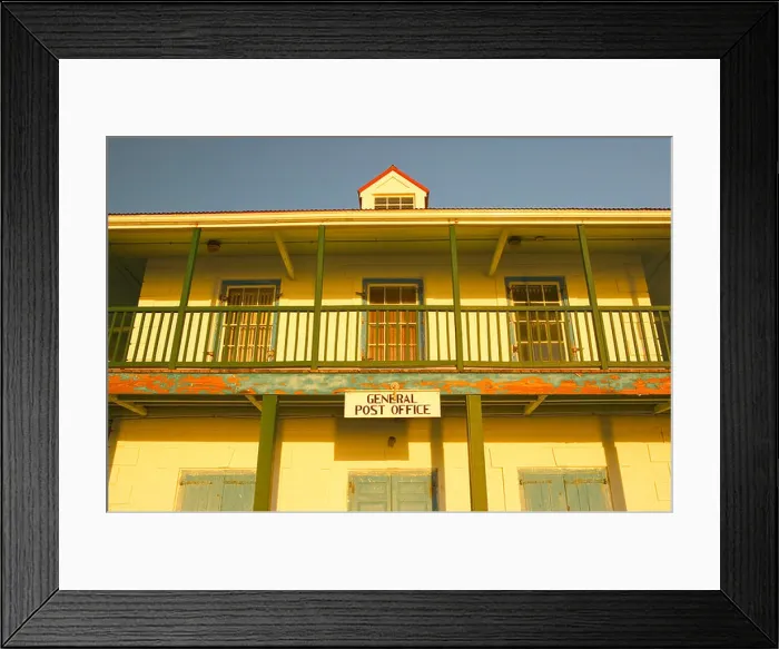 Framed Print : Turks and Caicos, Grand Turk Island, Cockburn Town, General Post Office at sunset, Front Street Framed Print : Turks and Caicos, Grand Turk Island, Cockburn Town, General Post Office at sunset, Front Street
