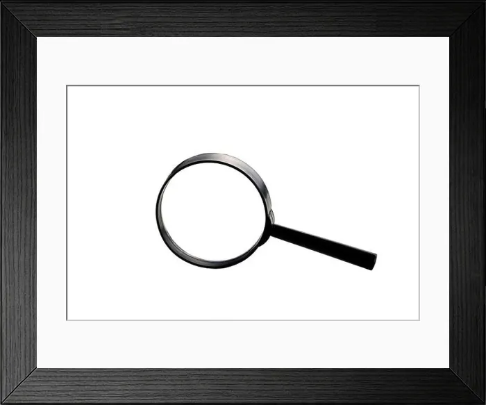 Framed Print : Magnifying glass isolated on white background, loupe Framed Print : Magnifying glass isolated on white background, loupe
