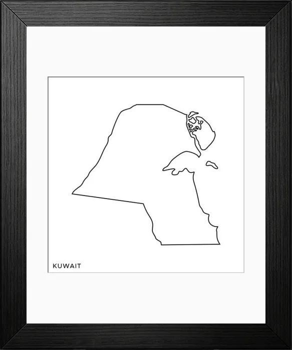 Framed Print : Line map of Kuwait vector stock illustration design template. Editable stroke. Vector eps 10 Framed Print : Line map of Kuwait vector stock illustration design template. Editable stroke. Vector eps 10