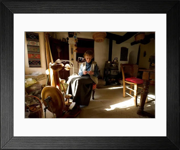Framed Print : France, Aveyron, the Causses and the Cevennes, La Couvertoirade, Christiane Pinet, spinner and weaver Framed Print : France, Aveyron, the Causses and the Cevennes, La Couvertoirade, Christiane Pinet, spinner and weaver