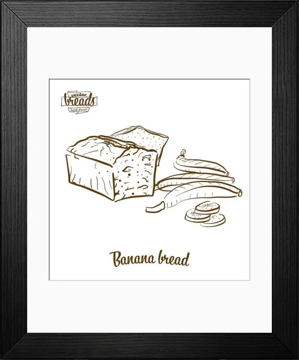 Framed Print : Banana bread bread vector drawing Framed Print : Banana bread bread vector drawing