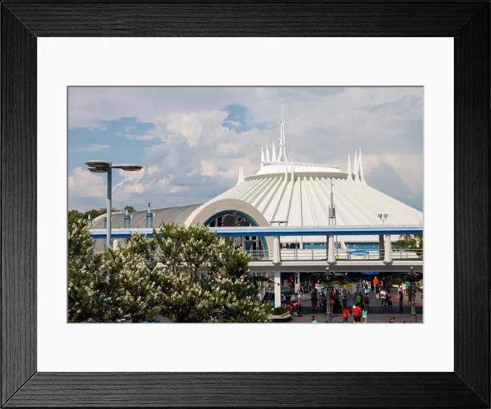 Framed Print : The Space Mountain Futuristic building in Tomorrowland, Magic Kingdom amusemenet park in Orlando, Florida Framed Print : The Space Mountain Futuristic building in Tomorrowland, Magic Kingdom amusemenet park in Orlando, Florida