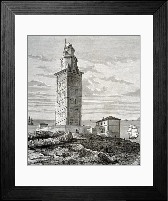 Framed Print : LA CORUÑA. LA TORRE DE HERCULES. GRABADO DEL MUSEO UNIVERSAL, SIGLO XIX Framed Print : LA CORUÑA. LA TORRE DE HERCULES. GRABADO DEL MUSEO UNIVERSAL, SIGLO XIX