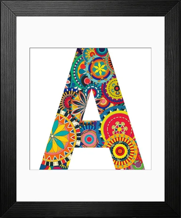 Framed Print : Latter A with the abstract background this background full of multicolor, and a great combination and sequence of color Framed Print : Latter A with the abstract background this background full of multicolor, and a great combination and sequence of color