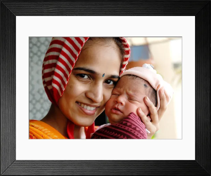Framed Print : Indian new born baby with mother touching cheeks India MR#364 Framed Print : Indian new born baby with mother touching cheeks India MR#364