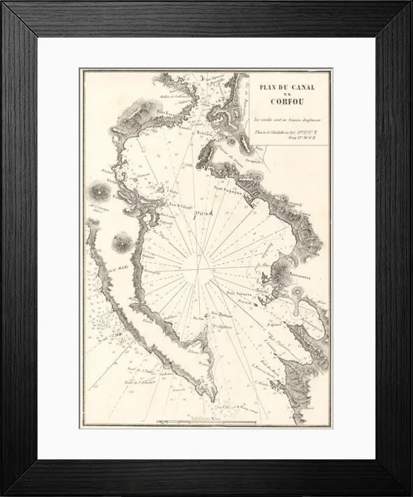 Framed Print : The Corfu Channel. Plan du canal de Corfou'. Greece. Albania. GAUTTIER 1854 map Framed Print : The Corfu Channel. Plan du canal de Corfou'. Greece. Albania. GAUTTIER 1854 map